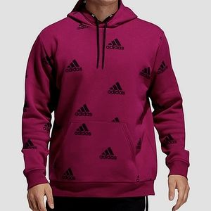 Adidas Men's Badge of Sport All Over Print Pullover Power Berry